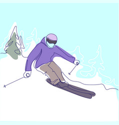 Skier Rides On Mountain Slope