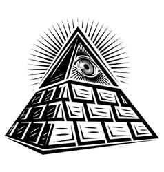 Stylized Brick Pyramid Of Masons With An All