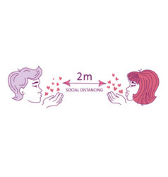 A Man And Woman Blow Kisses Maintain Social