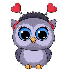 Cartoon Owl In Heart Headband Romantic Funny Bird