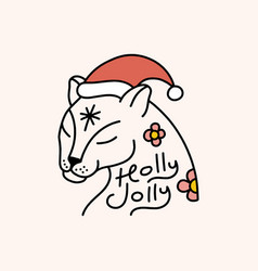 Groovy Comic Xmas Colorful Wild Animal Cat Face