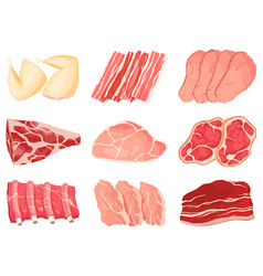 Meat Icons Set Product For Counter Of The Butcher