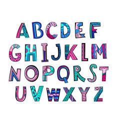 Pop Art Hand Drawn Alphabet In Modern Simplistic