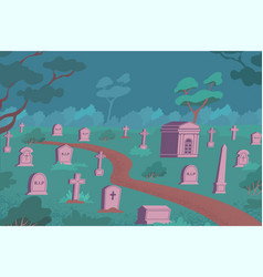 Cemetery Night Flat Composition