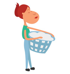 Girl Doing Laundry On White Background