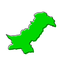 Simple Outline Map Of Pakistan Stylized Line