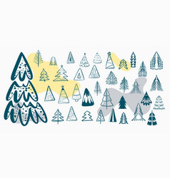 Doodle Style Christmas Tree Ornaments Design