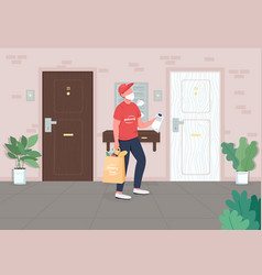 Door Food Delivery Flat Color