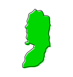 Simple Outline Map Of Palestine Stylized Line