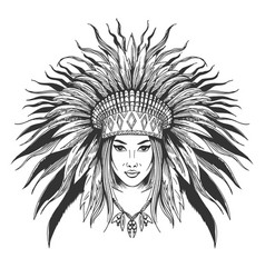 Young Girl In War Bonnet