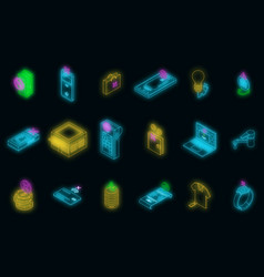 Payment Cancellation Icons Set Neon