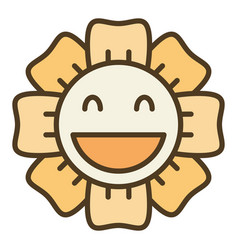 Smiling Flower In Groovy 60s Or 70s Style