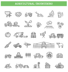 Agricultural And Farming Machines Icons Set