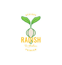 Radish Food Root Vegetable Hipster Colored Logo