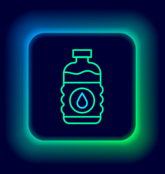 Glowing Neon Line Bottle Of Water Icon Isolated On