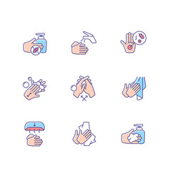 Hand Washing Steps Rgb Color Icons Set