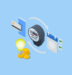 Isometric Invoice And Electricity Meter Utility