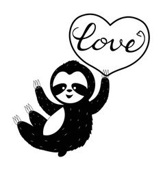 Sloth With Heart Silhouette In Black Colour