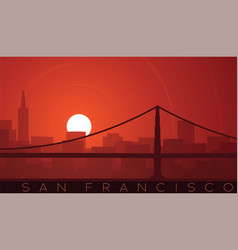 San Francisco Low Sun Skyline Scene