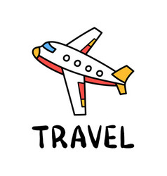 Cartoon Travel Plane Doodle Lettering