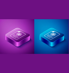 Isometric Chemistry Report Icon Isolated On Blue