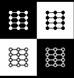 Set Neural Network Icon Isolated On Black