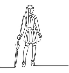 A Person With Umbrella One Line Continuous