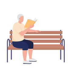 Man Reading Book In Park Semi Flat Color Character