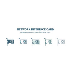 Network Interface Card Icon In 5 Different Style