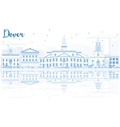 Outline Dover Skyline With Blue Buildings