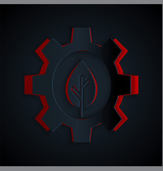 Paper Cut Leaf Plant Ecology In Gear Machine Icon