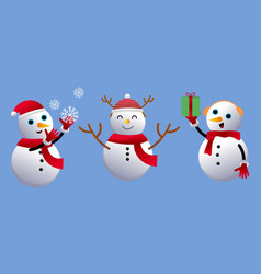 Set Of Cartoon Snowmen In Different Poses