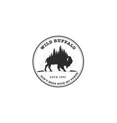 Wild Buffalo Vintage Logo Design Bison Bull