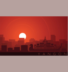 Yangon Low Sun Skyline Scene