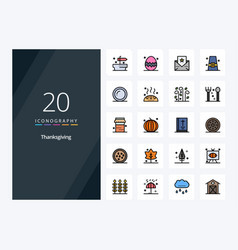 20 Thanks Giving Line Filled Icon For