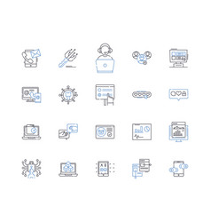 Search Engine Line Icons Collection Google Bing