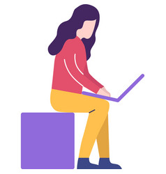 Woman Work On Startup Using Laptop Icon