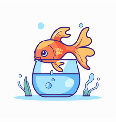 Goldfish In A Round Aquarium Flat Style