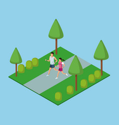 People Running In Park 3d