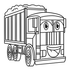 Dump Truck With Face Vehicle Coloring Page