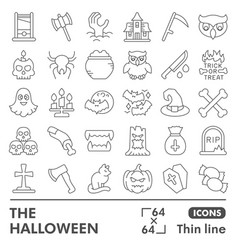 Halloween Line Icon Set All Saints Eve Symbols