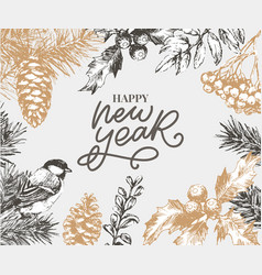 Happy New Year Abstract Botanical Card