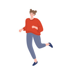 Happy Smiling Brown-haired Girl Running