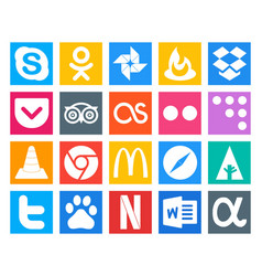 20 Social Media Icon Pack Including Safari Chrome