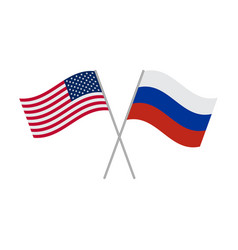 American And Russian Flags Icon Isolated On White