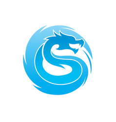 Creative Blue Dragon Circle Logo Design