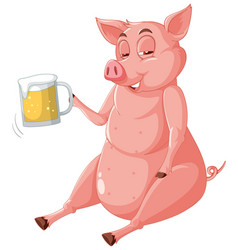 Drunk Pig Drinking Beer