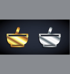 Gold And Silver Mortar And Pestle Icon Isolated