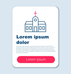 Line Church Building Icon Isolated On Grey