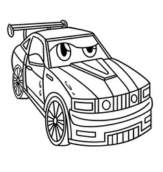 Racing Car With Face Vehicle Coloring Page